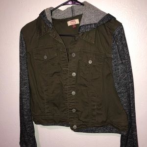Hooded army green jacket